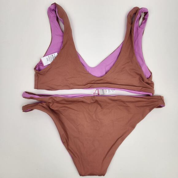 L*Space Bikini Set Breakers Bottom One Wave Top in Purple Brown Reversible XL - Picture 7 of 8